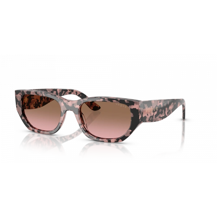 Vogue Unisex Güneş Gözlüğü - Dikdörtgen Form Pembe Havana Kemik Çerçeve Pembe Degrade Kahverengi Cam 0VO5586S