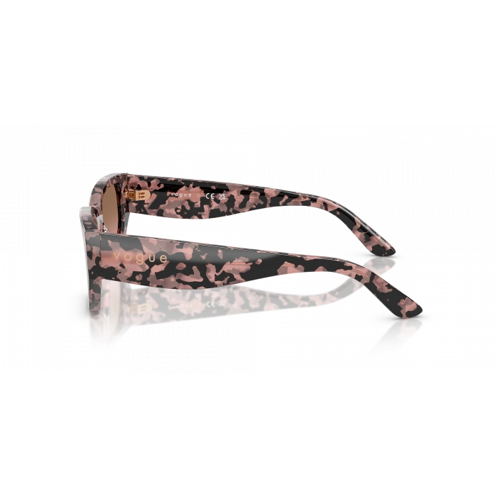Vogue Unisex Güneş Gözlüğü - Dikdörtgen Form Pembe Havana Kemik Çerçeve Pembe Degrade Kahverengi Cam 0VO5586S