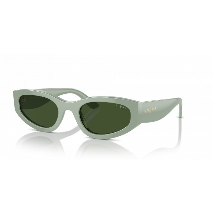 Vogue Unisex Güneş Gözlüğü - Geometrik/İrregüler Açık Yeşil Kemik Çerçeve Koyu Yeşil Cam 0VO5585S