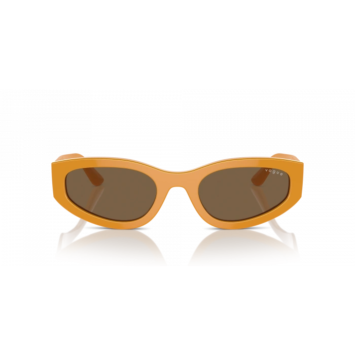 Vogue Unisex Güneş Gözlüğü - Geometrik/İrregüler Form Hardal Kemik Çerçeve Koyu Kahverengi Cam 0VO5585S