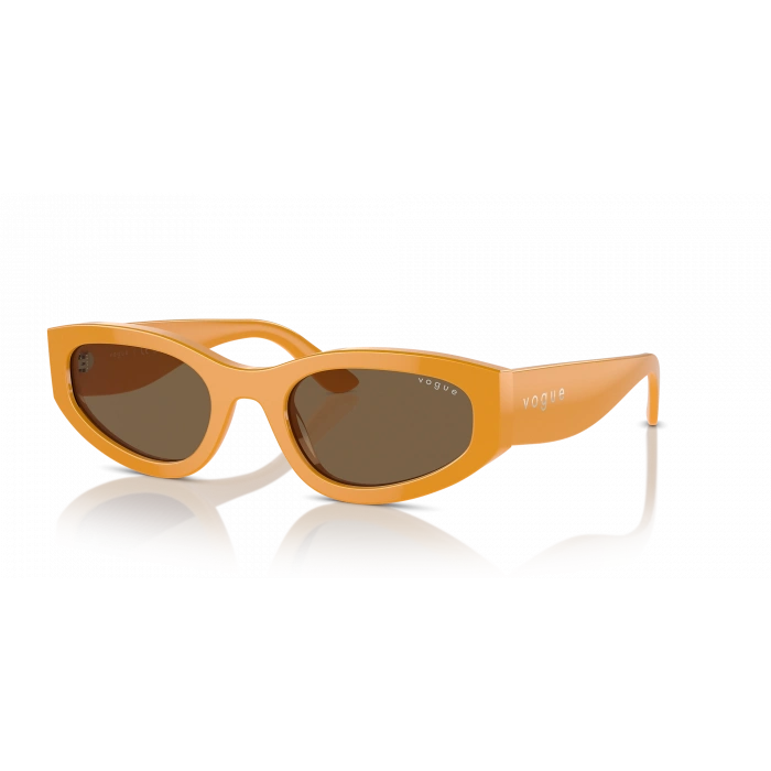 Vogue Unisex Güneş Gözlüğü - Geometrik/İrregüler Form Hardal Kemik Çerçeve Koyu Kahverengi Cam 0VO5585S