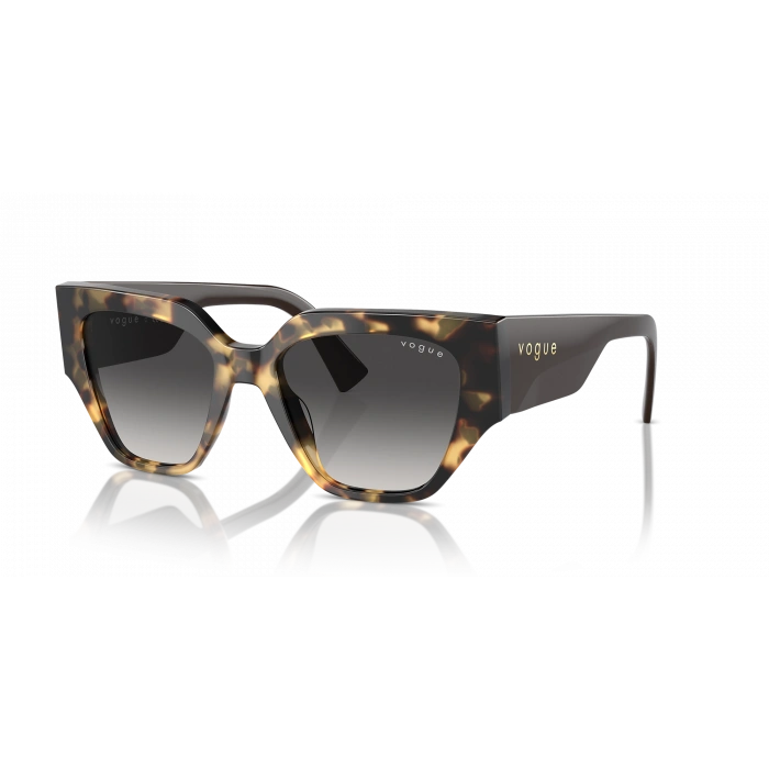 Vogue Kadın Güneş Gözlüğü - Geometrik/İrregüler Form Sarı Havana Kemik Çerçeve Gri Degrade Cam 0VO5409S