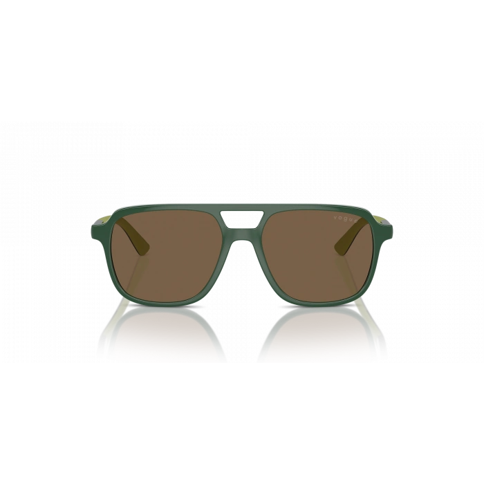 Vogue Junior Çocuk Güneş Gözlüğü - Dikdörtgen Form Koyu Yeşil Kemik Çerçeve Koyu Kahverengi Cam VJ2024