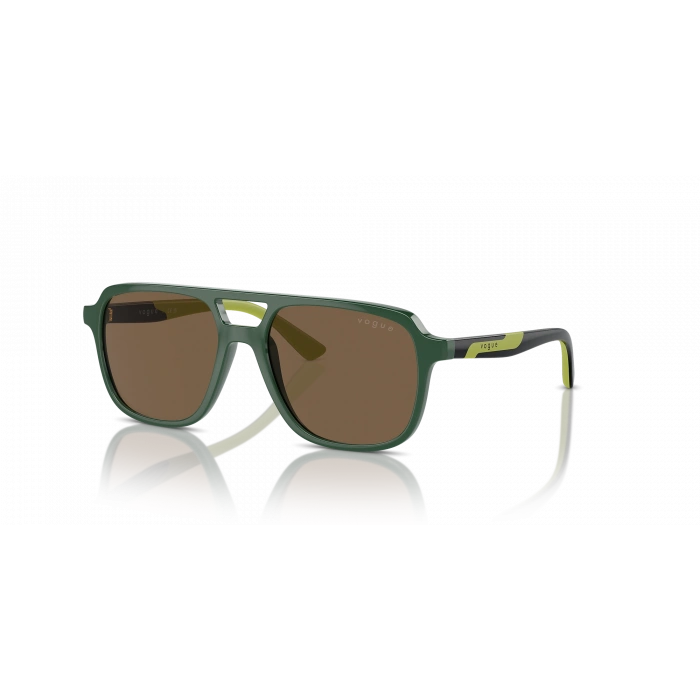 Vogue Junior Çocuk Güneş Gözlüğü - Dikdörtgen Form Koyu Yeşil Kemik Çerçeve Koyu Kahverengi Cam VJ2024