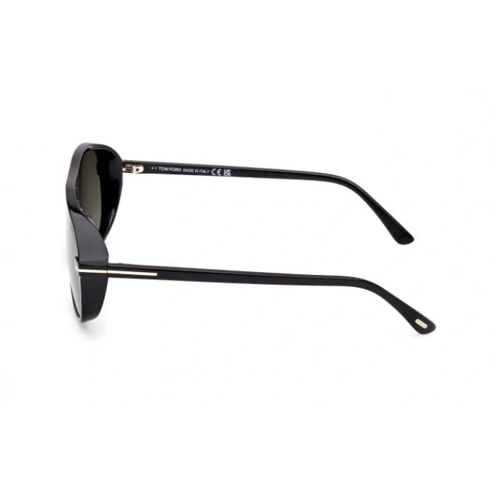 Tom Ford Erkek Güneş Gözlüğü - Parlak Siyah Kemik Çerçeve Füme Degrade Cam 100% UV FT1208