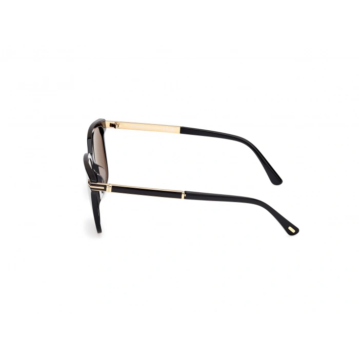 Tom Ford Erkek Güneş Gözlüğü - Kare Parlak Siyah Çerçeve Füme/Gri Cam FT1183