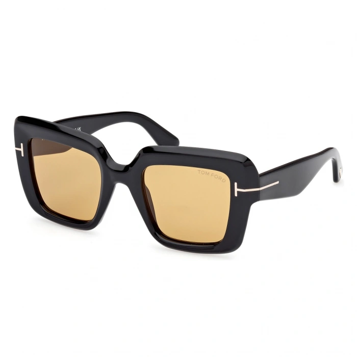 Tom Ford Kadın Güneş Gözlüğü - Parlak Siyah Çerçeve Kahverengi Cam FT1157