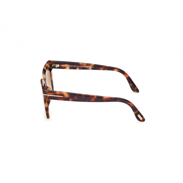 Tom Ford Kadın Güneş Gözlüğü - Cat-eye Sarı Havana Çerçeve Kahverengi Degrade Cam Form FT1030