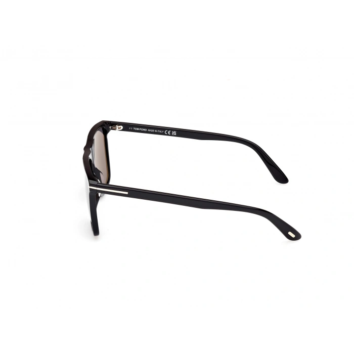 Tom Ford Erkek Güneş Gözlüğü - Parlak Siyah Kemik Çerçeve Duman Gri Polarize Cam 100% UV Koruma FT0832