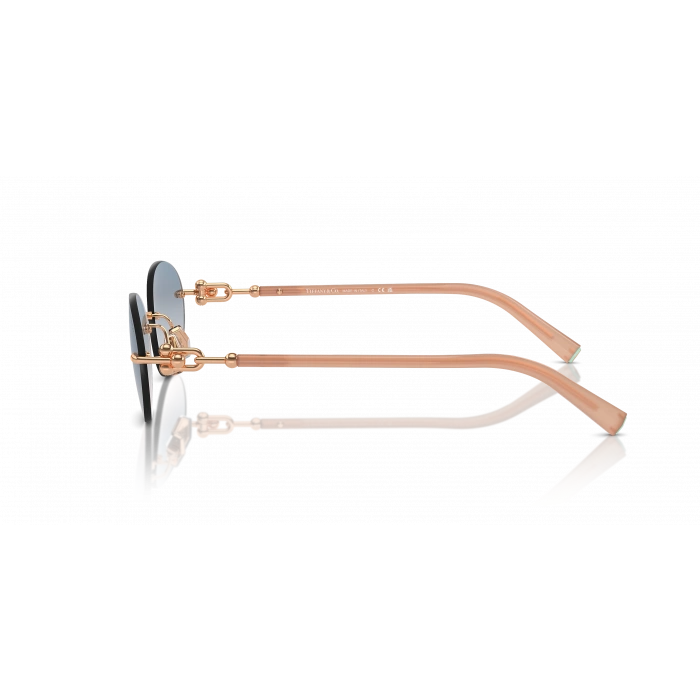 Tiffany & Co. Kadın Güneş Gözlüğü - Oval Pembe Altın Asetat Metal Çerçeve Kahverengi Degrade Mavi Cam %100 UV Koruma 0TF3104D
