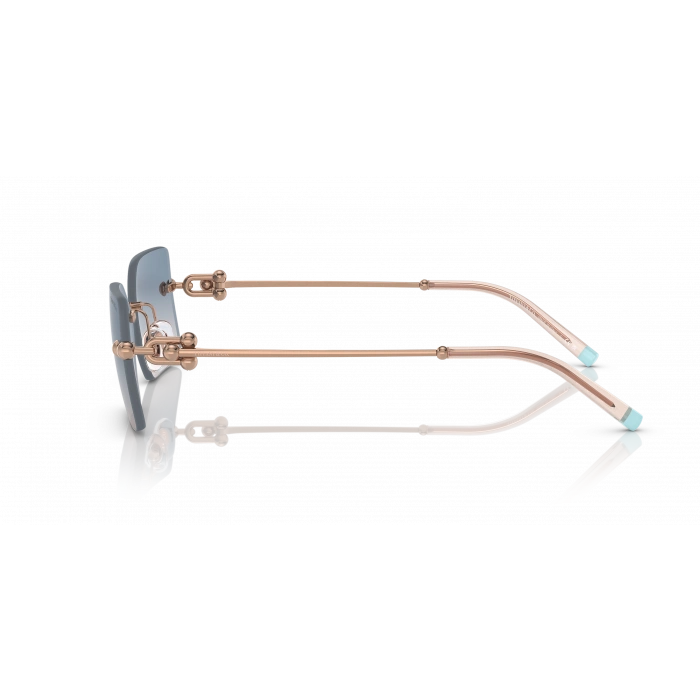 Tiffany & Co. Kadın Güneş Gözlüğü - Dikdörtgen Kırmızı Metal Çerçeve Kahverengi Degrade Mavi Cam %100 UV Koruma 3088