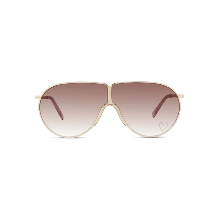 Stella McCartney Kadın Güneş Gözlüğü - Pilot Altın Metal Çerçeve Kahverengi Degrade Cam UV400 SC40064I