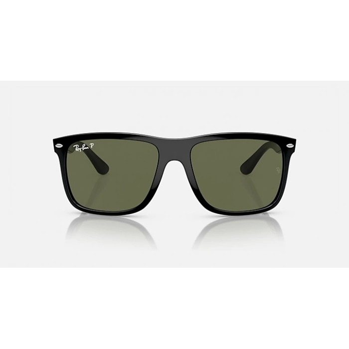 Ray-Ban Unisex Güneş Gözlüğü - BOYFRIEND TWO Kare Siyah Kemik Çerçeve Yeşil Cam Polarize %100 UV Koruma RB4547
