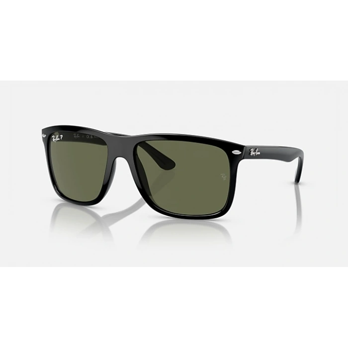 Ray-Ban Unisex Güneş Gözlüğü - BOYFRIEND TWO Kare Siyah Kemik Çerçeve Yeşil Cam Polarize %100 UV Koruma RB4547