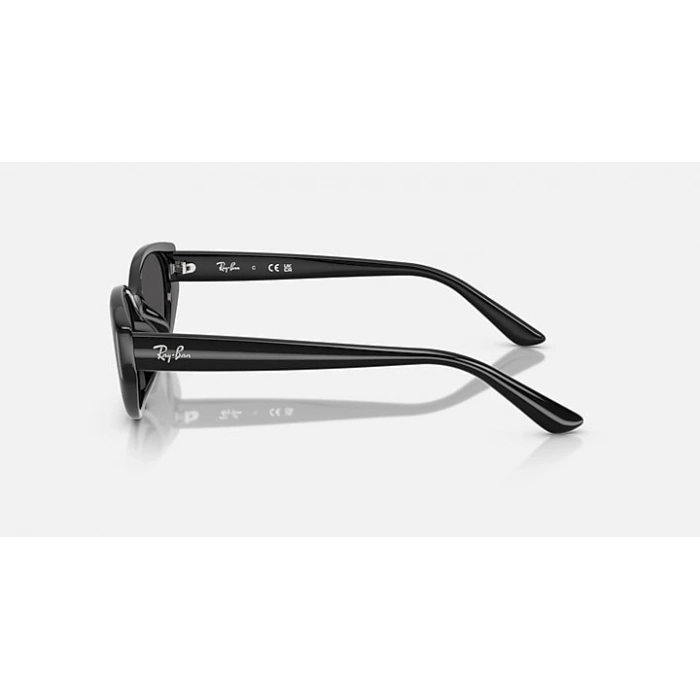 Ray-Ban Unisex Güneş Gözlüğü - Oval Siyah Kemik Çerçeve Koyu Gri Cam %100 UV Koruma 0RB4457D