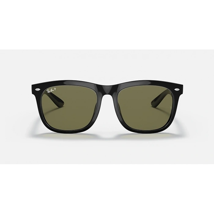 Ray-Ban Unisex Güneş Gözlüğü - Kare Siyah Kemik Çerçeve Yeşil Cam Polarize %100 UV Koruma 4260D