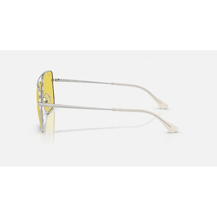 Ray-Ban Unisex Güneş Gözlüğü - Kare Gümüş Metal Çerçeve Sarı Cam Aynalı %100 UV Koruma 0RB3758