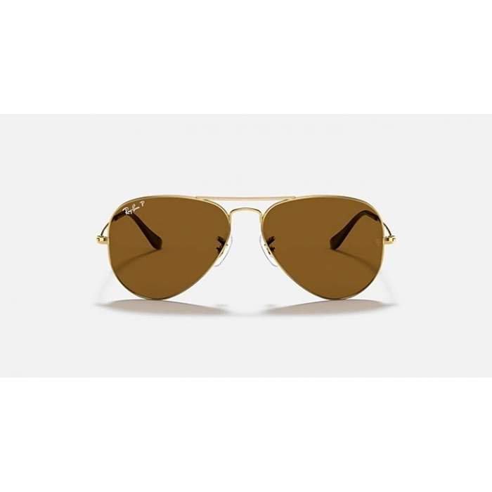 Ray-Ban Unisex Güneş Gözlüğü - Damla Altın Metal Çerçeve Kahverengi Cam Polarize %100 UV Koruma 0RB3025