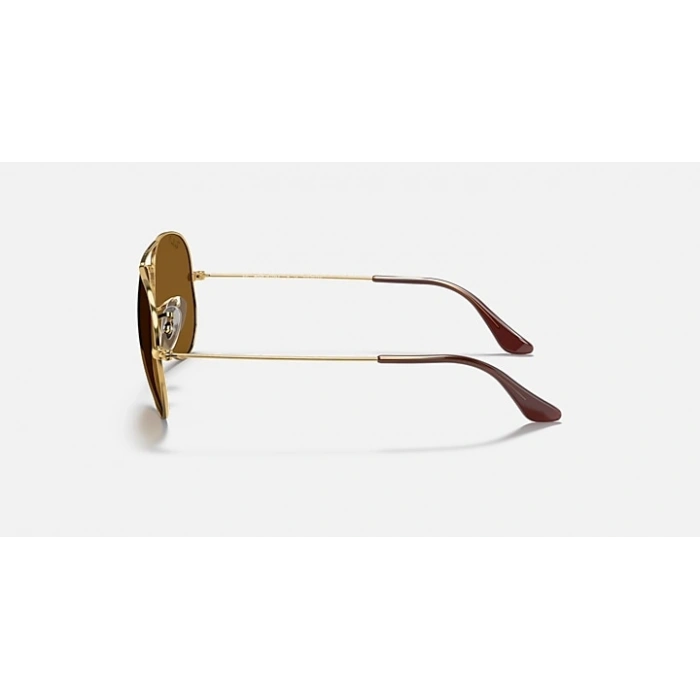 Ray-Ban Unisex Güneş Gözlüğü - Damla Altın Metal Çerçeve Kahverengi Cam Polarize %100 UV Koruma 0RB3025