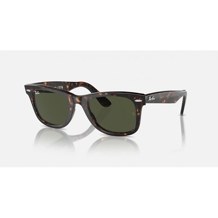 Ray-Ban Unisex Güneş Gözlüğü - Kare Havana Kemik Çerçeve Yeşil Cam G-15 %100 UV Koruma 0RB2140