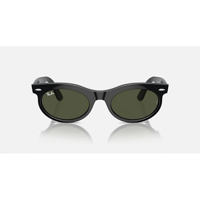 Ray-Ban Güneş Gözlüğü - Oval Siyah Propiyonat Çerçeve Yeşil Cam %100 UV Koruma 0RB2242