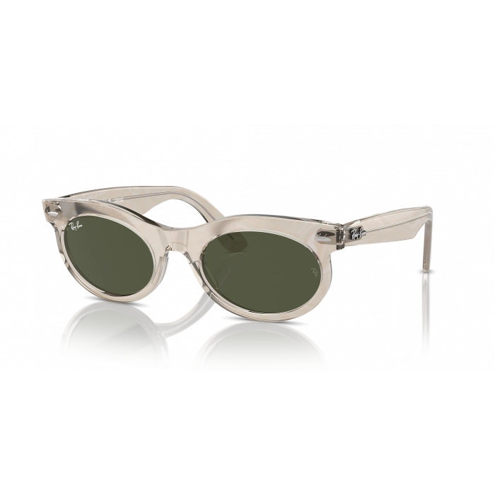 Ray-Ban Güneş Gözlüğü - Oval Foto Dalgalı Gri Propiyonat Çerçeve Yeşil Cam %100 UV Koruma 0RB2242