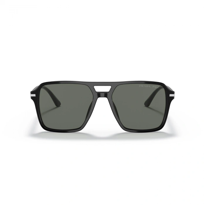 Prada Unisex Güneş Gözlüğü - Pilot Siyah Kemik Çerçeve Yeşil Cam Polarize UV400 0PR 20YS