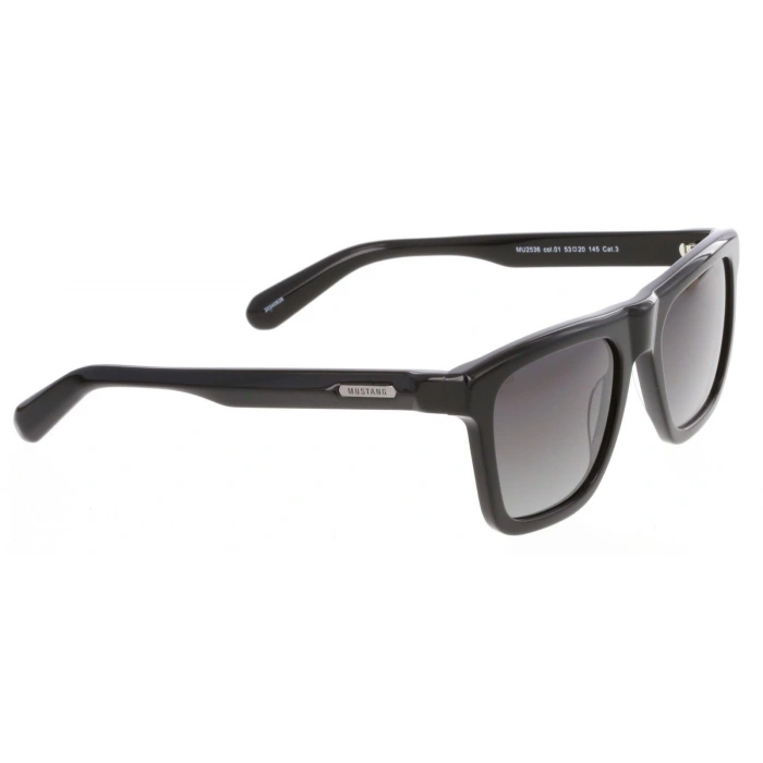 Mustang Erkek Güneş Gözlüğü - Kare Siyah Kemik Çerçeve Füme Cam %100 UV Koruma MU2536 01