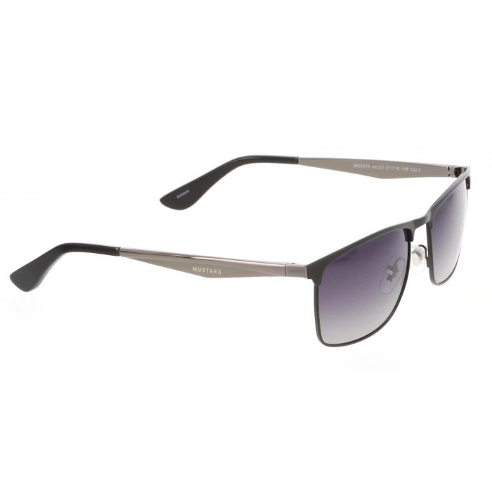 Mustang Erkek Güneş Gözlüğü - Kare Metal Çerçeve Füme Degrade Polarize Cam %100 UV Koruma MU2518