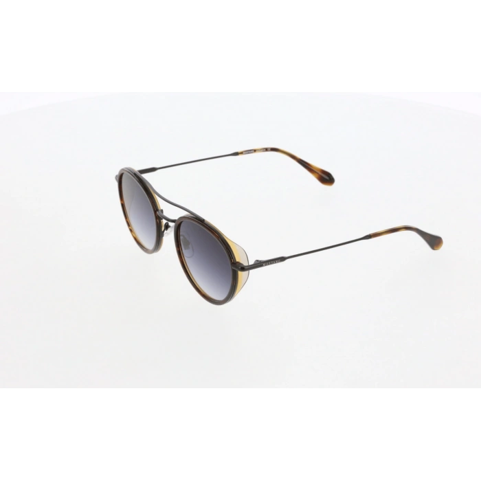 Mustang Erkek Güneş Gözlüğü - Yuvarlak Siyah Metal Ve Kemik Çerçeve Degrade Füme Cam UV400 Degrade MU2246