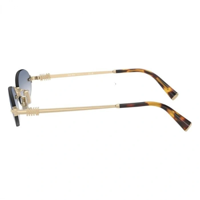 Miu Miu Kadın Güneş Gözlüğü - Oval Altın Metal Çerçeve Açık Mavi Degrade Cam, Degrade 0MU A54S