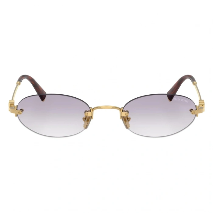 Miu Miu Kadın Güneş Gözlüğü - Oval Altın Metal Çerçeve Mor Degrade Cam 0MU A54S 5AK04O 51