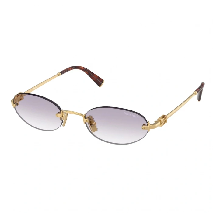 Miu Miu Kadın Güneş Gözlüğü - Oval Altın Metal Çerçeve Mor Degrade Cam 0MU A54S 5AK04O 51