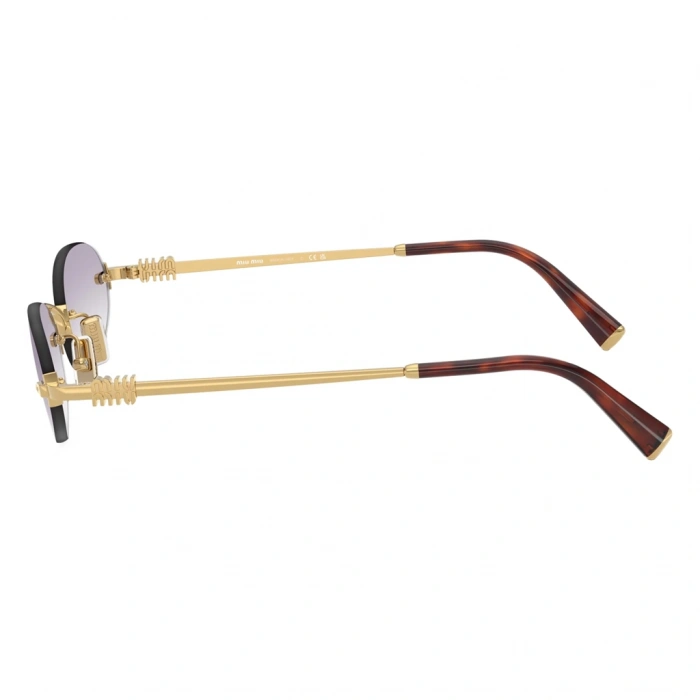 Miu Miu Kadın Güneş Gözlüğü - Oval Altın Metal Çerçeve Mor Degrade Cam 0MU A54S 5AK04O 51