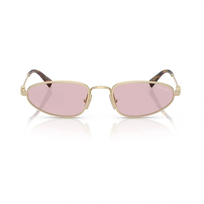 Miu Miu Kadın Güneş Gözlüğü - Oval Altın Metal Çerçeve Pembe Cam 0MU A52S ZVN4I0 52