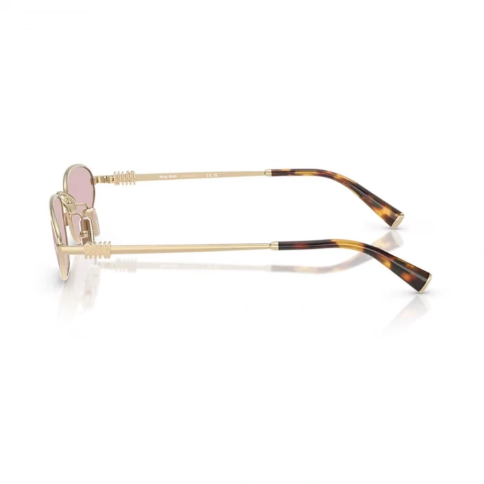 Miu Miu Kadın Güneş Gözlüğü - Oval Altın Metal Çerçeve Pembe Cam 0MU A52S ZVN4I0 52