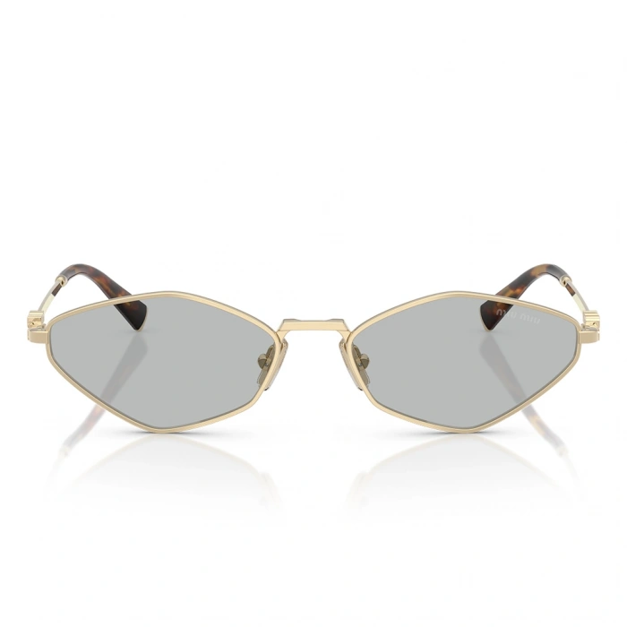 Miu Miu Kadın Güneş Gözlüğü - Asimetrik Altın Metal Çerçeve Gri Cam UV400 0MU 56ZS ZVN50K 56
