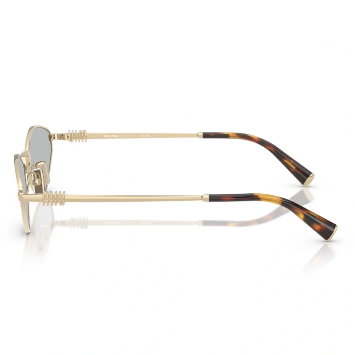 Miu Miu Kadın Güneş Gözlüğü - Asimetrik Altın Metal Çerçeve Gri Cam UV400 0MU 56ZS ZVN50K 56