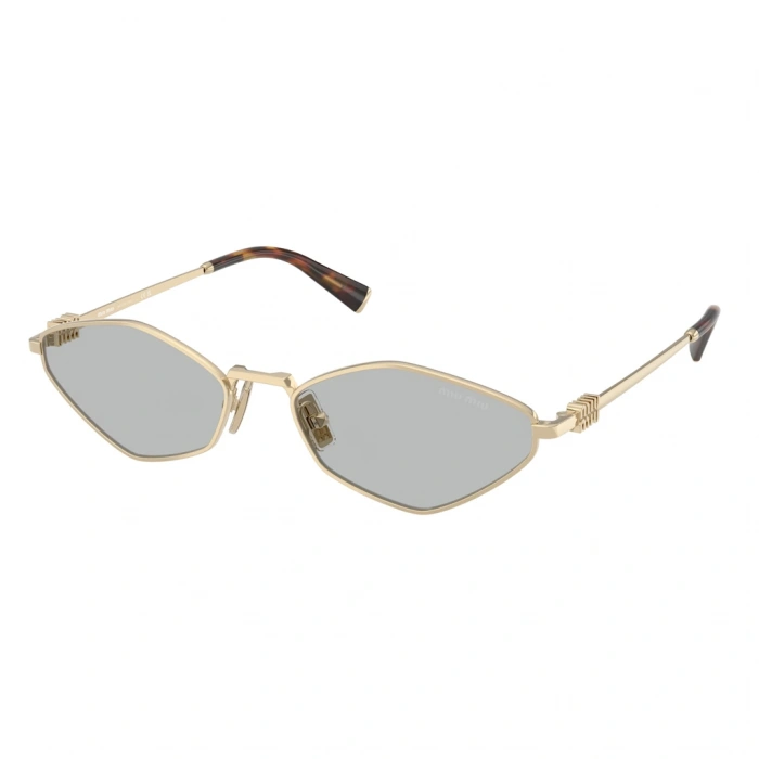 Miu Miu Kadın Güneş Gözlüğü - Asimetrik Altın Metal Çerçeve Gri Cam UV400 0MU 56ZS ZVN50K 56