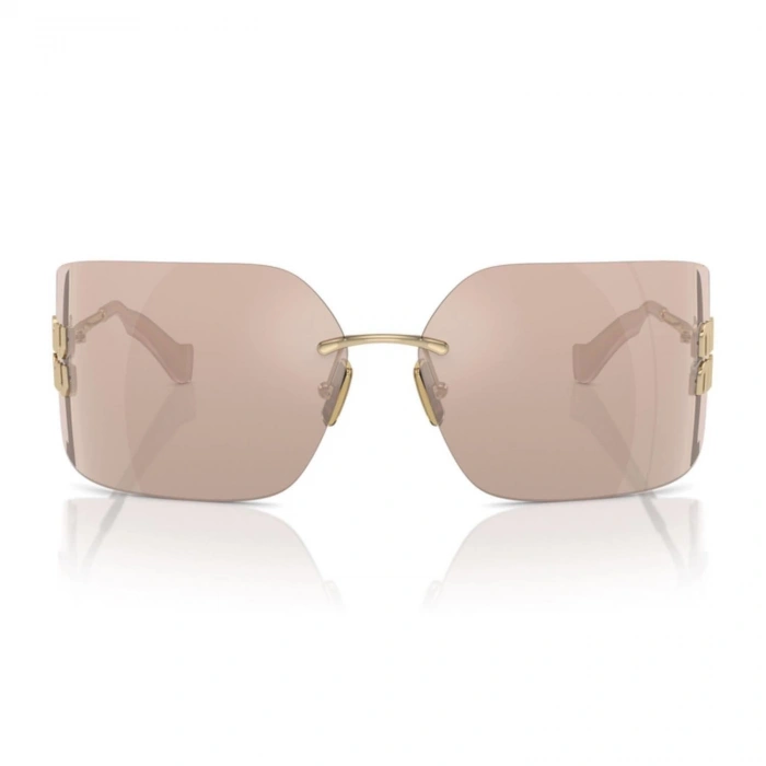 Miu Miu Kadın Güneş Gözlüğü - Yastık Form Soluk Altın Metal Çerçeve Kahverengi Cam 0MU 54YS ZVN20F 80