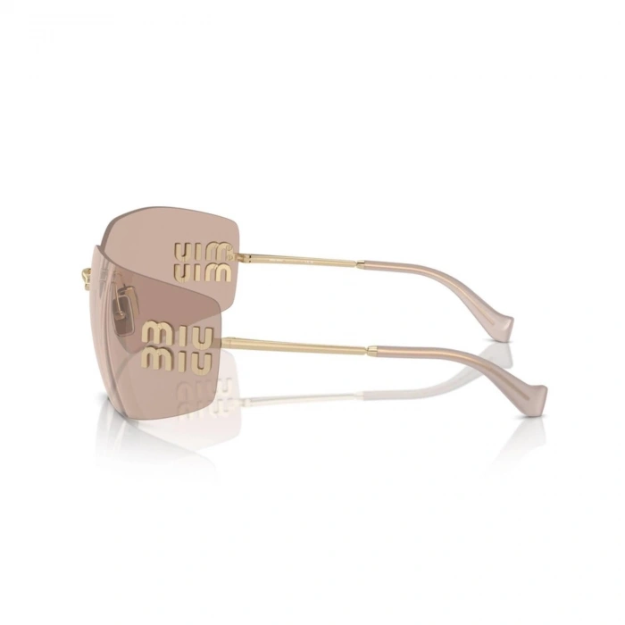 Miu Miu Kadın Güneş Gözlüğü - Yastık Form Soluk Altın Metal Çerçeve Kahverengi Cam 0MU 54YS ZVN20F 80
