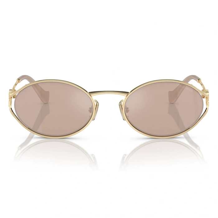 Miu Miu Kadın Güneş Gözlüğü - Oval Altın Metal Çerçeve Pembe Cam 0MU 52YS ZVN20F 54