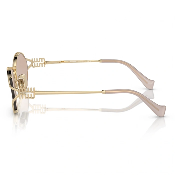 Miu Miu Kadın Güneş Gözlüğü - Oval Altın Metal Çerçeve Pembe Cam 0MU 52YS ZVN20F 54