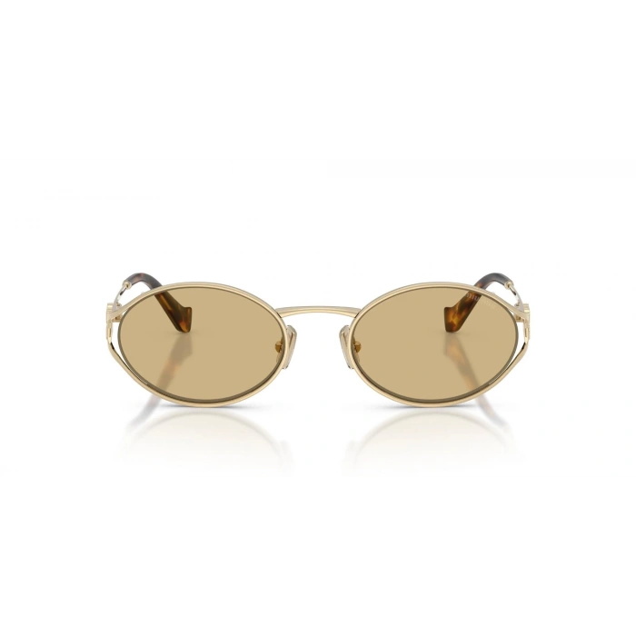 Miu Miu Kadın Güneş Gözlüğü - Oval Altın Metal Çerçeve Kahverengi Cam Degrade 0MU 52YS ZVN10R 54