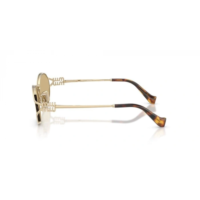 Miu Miu Kadın Güneş Gözlüğü - Oval Altın Metal Çerçeve Kahverengi Cam Degrade 0MU 52YS ZVN10R 54