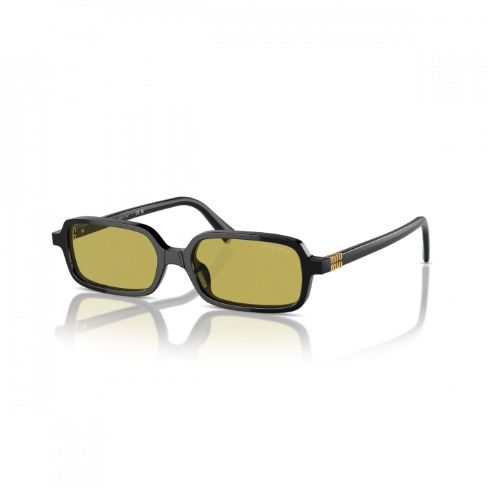 Miu Miu Kadın Güneş Gözlüğü - Dikdörtgen Siyah Kemik Çerçeve Zeytin Yeşili Cam 0MU 11ZS
