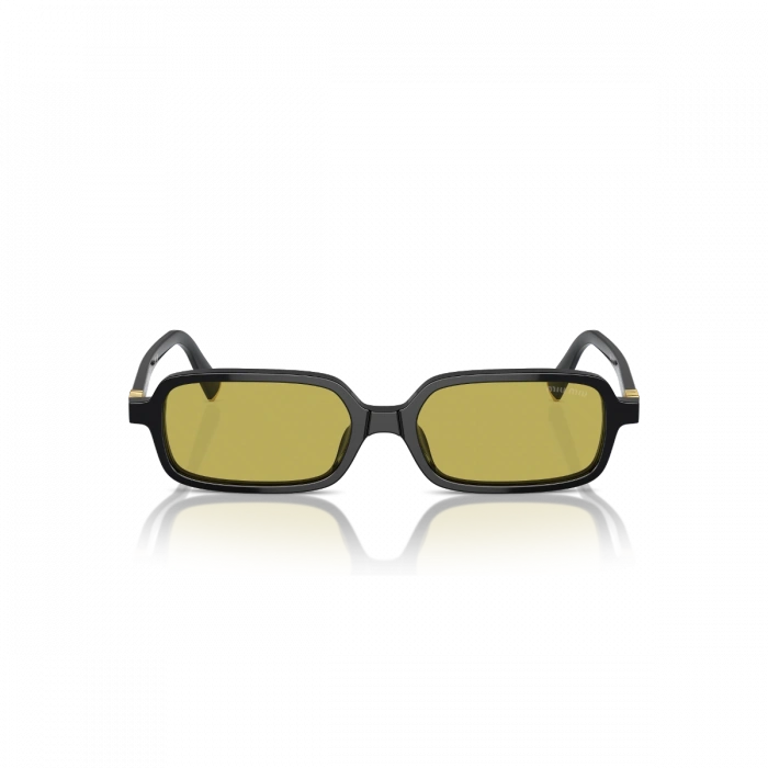 Miu Miu Kadın Güneş Gözlüğü - Dikdörtgen Siyah Kemik Çerçeve Zeytin Yeşili Cam 0MU 11ZS