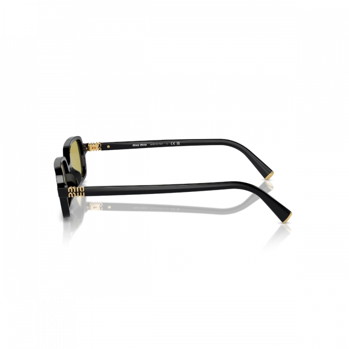 Miu Miu Kadın Güneş Gözlüğü - Dikdörtgen Siyah Kemik Çerçeve Zeytin Yeşili Cam 0MU 11ZS