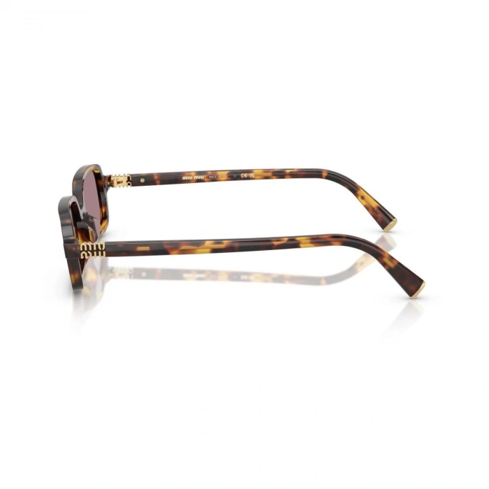 Miu Miu Kadın Güneş Gözlüğü - Köşeli Kırçıllı/Havana Kemik Çerçeve Kahverengi Cam UV400 0MU 11ZS 14L20I 51