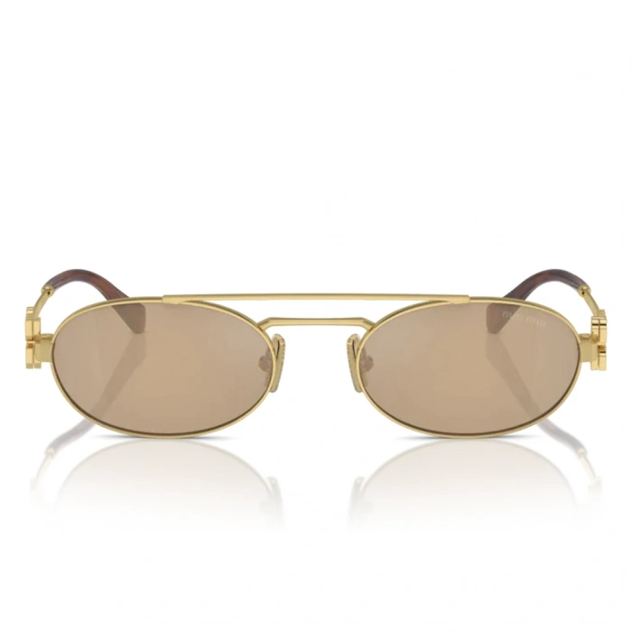 Miu Miu Kadın Güneş Gözlüğü - Oval Altın Metal Çerçeve Turuncu Cam 0MU 54ZS 5AK40D 53